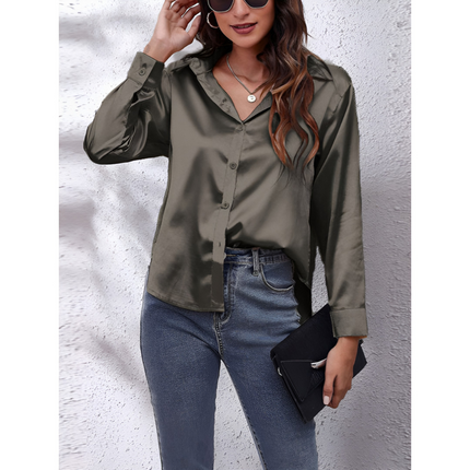 Helga | Dames Blouse | Losvallend met Lange Mouwen en Knoopsluiting