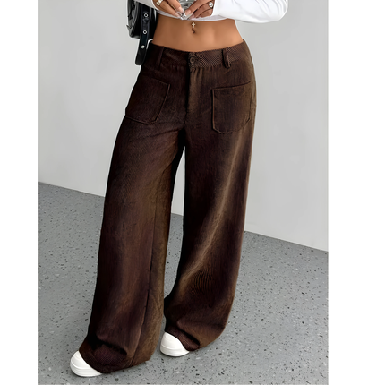 Josiane | Dames Corduroy Broek | Wijde Pijpen & Grote Zakken