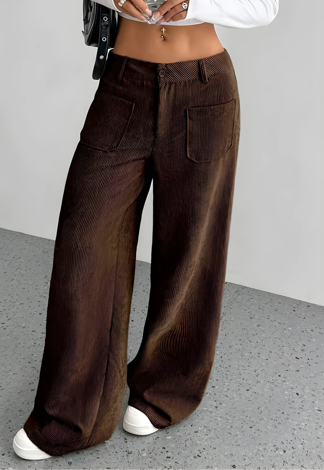 Josiane | Dames Corduroy Broek | Wijde Pijpen & Grote Zakken