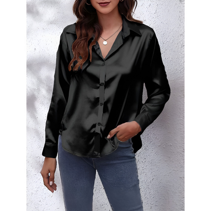 Helga | Dames Blouse | Losvallend met Lange Mouwen en Knoopsluiting