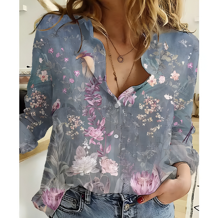 Evelina | Dames Blouse | Bloemenprint Langemouw Luchtig voor Zomer