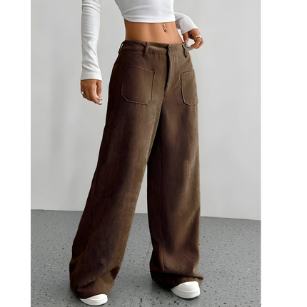 Josiane | Dames Corduroy Broek | Wijde Pijpen & Grote Zakken