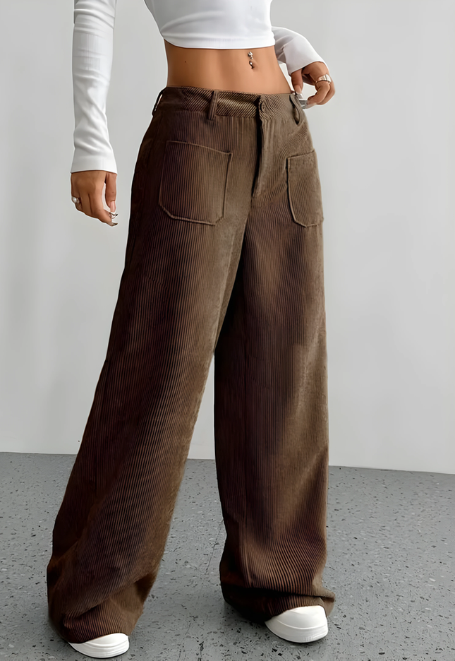 Josiane | Dames Corduroy Broek | Wijde Pijpen & Grote Zakken
