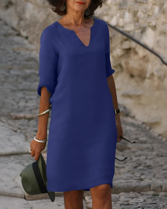 Octavia | Elegante Damesjurk | V-hals & Driekwart Mouwen