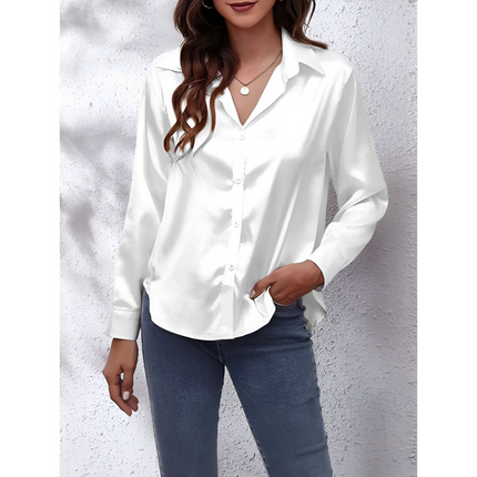 Helga | Dames Blouse | Losvallend met Lange Mouwen en Knoopsluiting