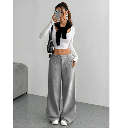 Josiane | Dames Corduroy Broek | Wijde Pijpen & Grote Zakken