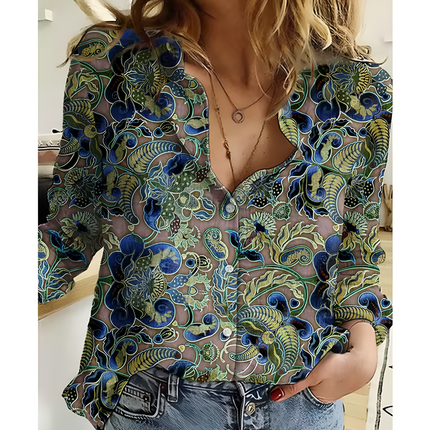 Evelina | Dames Blouse | Bloemenprint Langemouw Luchtig voor Zomer