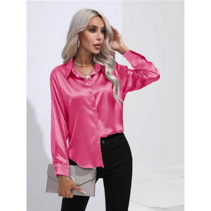 Helga | Dames Blouse | Losvallend met Lange Mouwen en Knoopsluiting