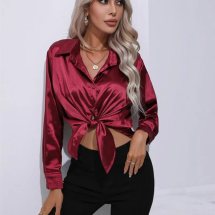 Helga | Dames Blouse | Losvallend met Lange Mouwen en Knoopsluiting