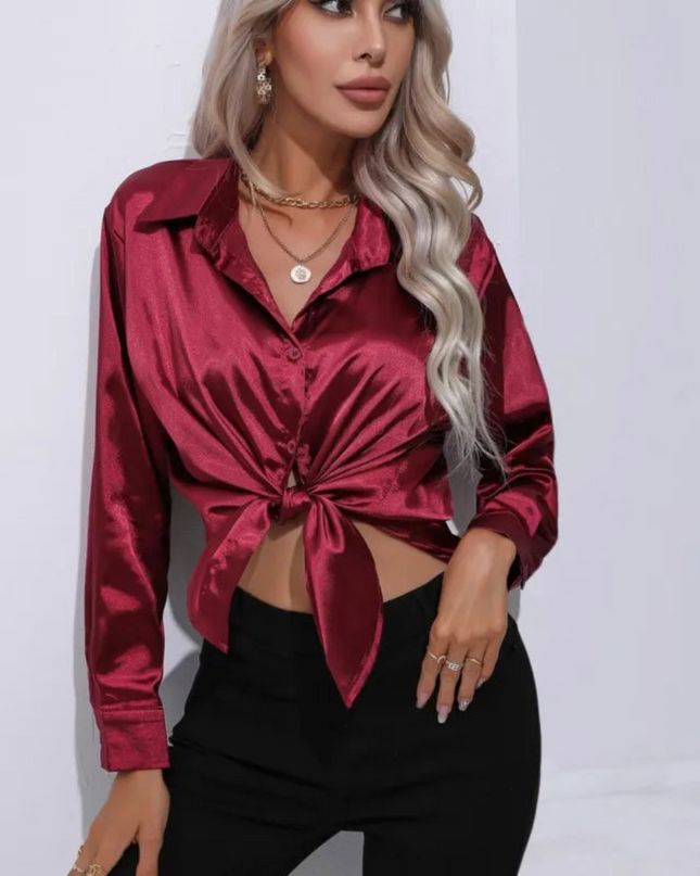 Helga | Dames Blouse | Losvallend met Lange Mouwen en Knoopsluiting