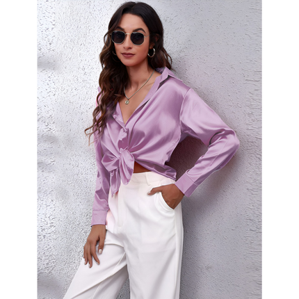 Helga | Dames Blouse | Losvallend met Lange Mouwen en Knoopsluiting