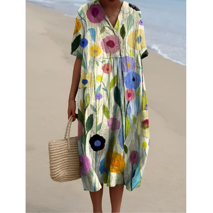 Sabine | Dames Zomerjurk | Bloemenprint met Luchtige Pasvorm