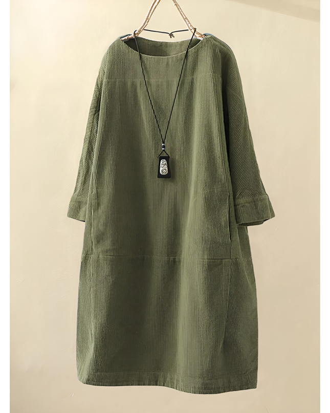 Karin | Dames Tuniekjurk | Vintage Cord Met Lange Mouwen