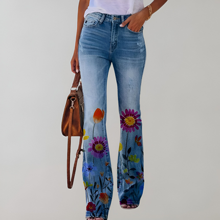 Jasmijn | Dames Jeans | Hoge Taille & Uitlopend Model