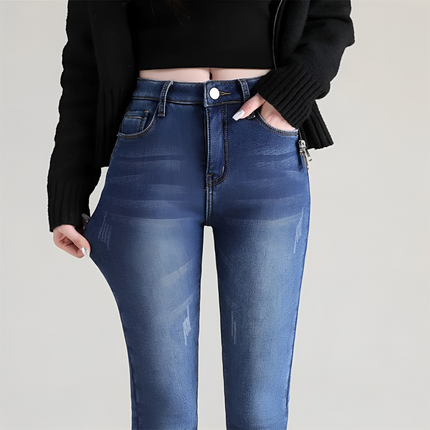 Renate | Dames Jeans | Dehnbare Thermo Skinny met Fleece
