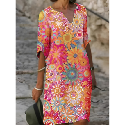 Hester | Dames Jurk | V-Hals & Tijdloze Bloemenprint
