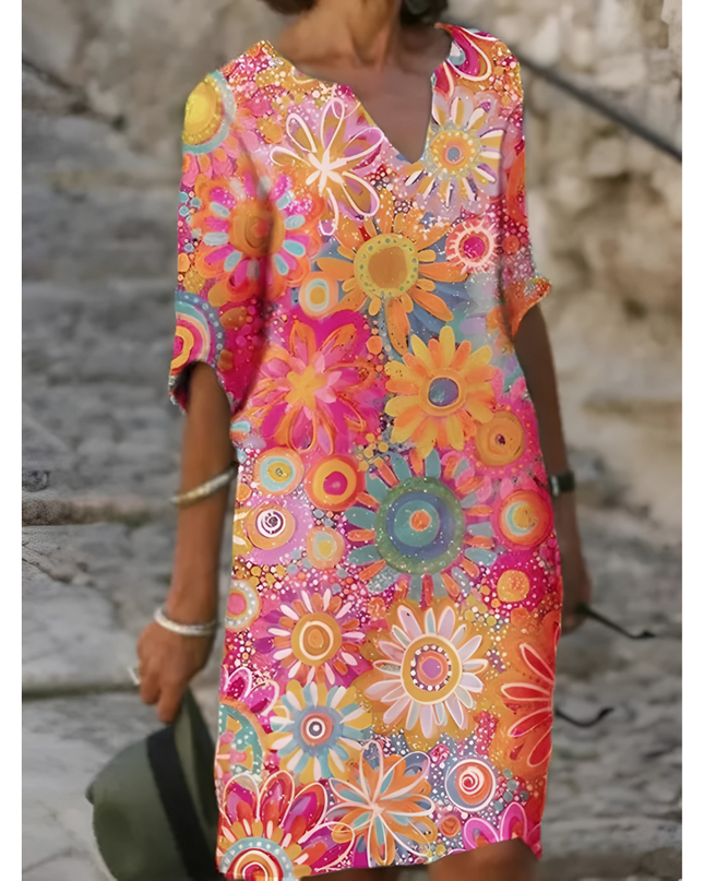 Hester | Dames Jurk | V-Hals & Tijdloze Bloemenprint