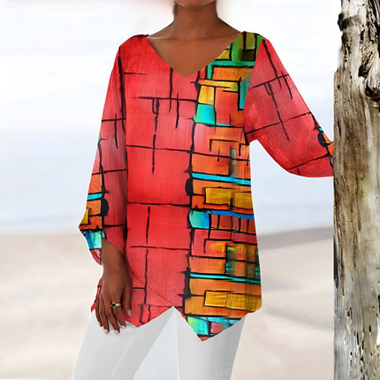 Aafke | Dames Top | Vintage V-Hals & Getailleerde Pasvorm