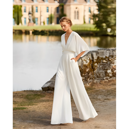Luma | Dames Jumpsuit | Vlindermouwen met Ceintuur en V-hals