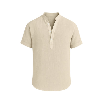 Otto | Heren Zomerhemd | Korte Mouwen & Henley Halslijn