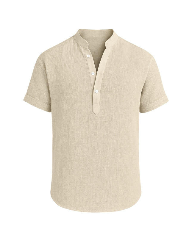 Otto | Heren Zomerhemd | Korte Mouwen & Henley Halslijn