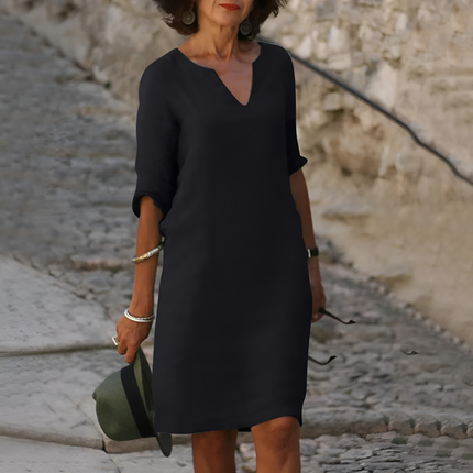 Octavia | Elegante Damesjurk | V-hals & Driekwart Mouwen