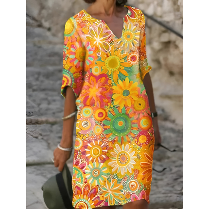 Hester | Dames Jurk | V-Hals & Tijdloze Bloemenprint