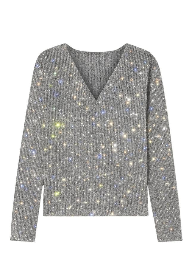 Quinty | Dames Top | V-Hals & Pailletten Details