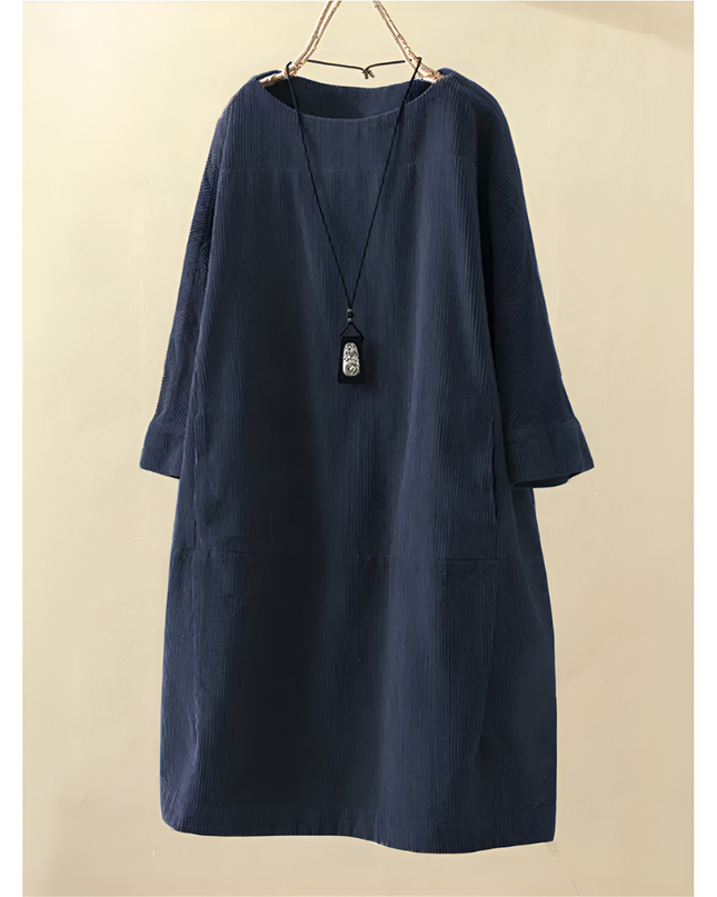 Karin | Dames Tuniekjurk | Vintage Cord Met Lange Mouwen