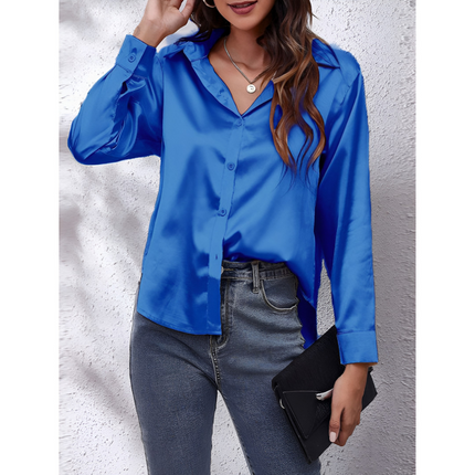 Helga | Dames Blouse | Losvallend met Lange Mouwen en Knoopsluiting