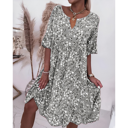 Ulla | Dames Zomerjurk | Kniehoog met Bloemenprint