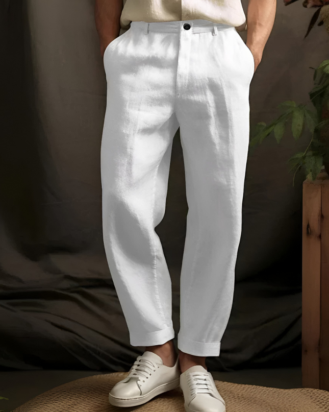 Quido | Heren Linnenbroek | Casual en Ademend met Kordel in de Taille