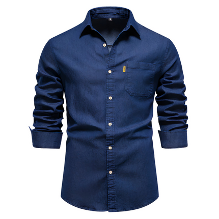 Noud | Heren Overhemd | Slim Fit Denim met Lange Mouwen