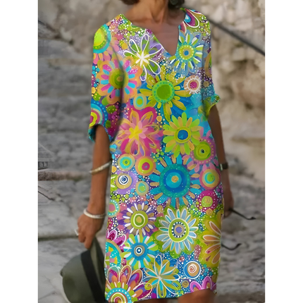 Hester | Dames Jurk | V-Hals & Tijdloze Bloemenprint