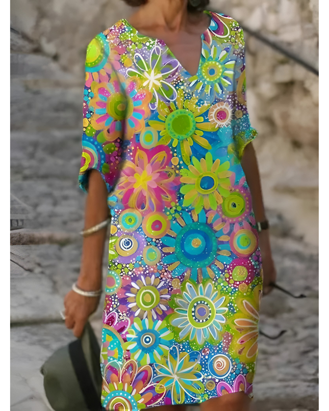 Hester | Dames Jurk | V-Hals & Tijdloze Bloemenprint