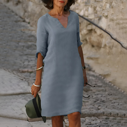 Octavia | Elegante Damesjurk | V-hals & Driekwart Mouwen