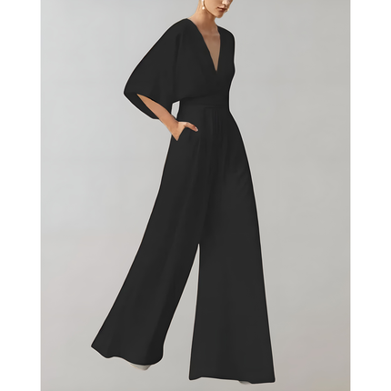 Luma | Dames Jumpsuit | Vlindermouwen met Ceintuur en V-hals