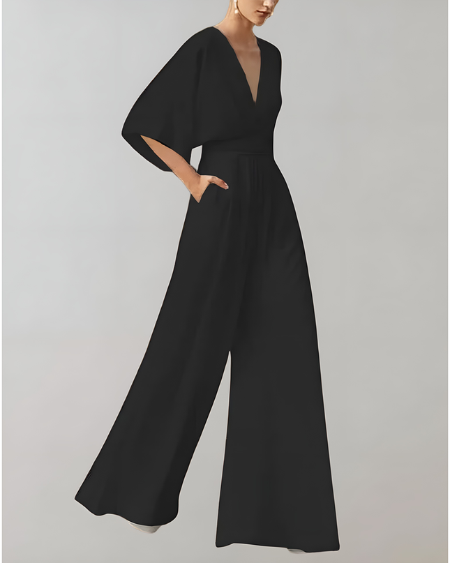Luma | Dames Jumpsuit | Vlindermouwen met Ceintuur en V-hals