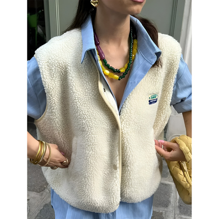 Nadja | Dames Fleece Bodywarmer | Oversized met Drukknopen