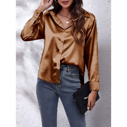 Helga | Dames Blouse | Losvallend met Lange Mouwen en Knoopsluiting