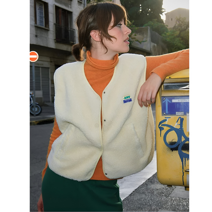 Nadja | Dames Fleece Bodywarmer | Oversized met Drukknopen