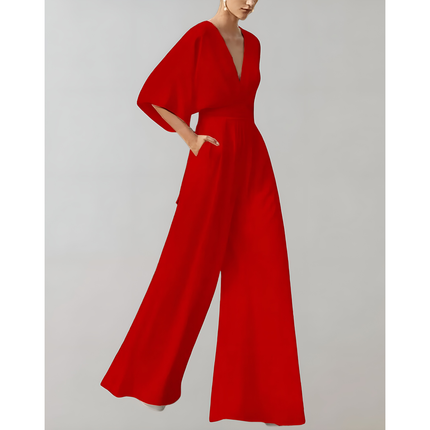 Luma | Dames Jumpsuit | Vlindermouwen met Ceintuur en V-hals