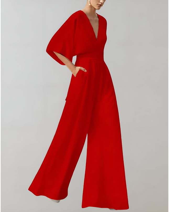 Luma | Dames Jumpsuit | Vlindermouwen met Ceintuur en V-hals