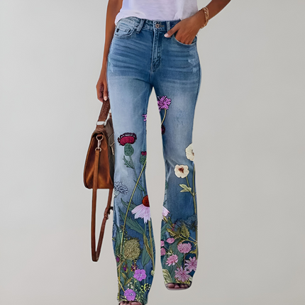 Jasmijn | Dames Jeans | Hoge Taille & Uitlopend Model