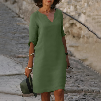 Octavia | Elegante Damesjurk | V-hals & Driekwart Mouwen