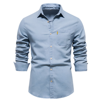 Noud | Heren Overhemd | Slim Fit Denim met Lange Mouwen