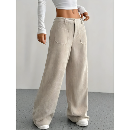 Josiane | Dames Corduroy Broek | Wijde Pijpen & Grote Zakken