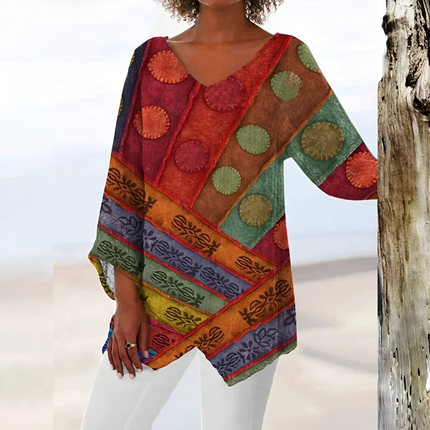Aafke | Dames Top | Vintage V-Hals & Getailleerde Pasvorm