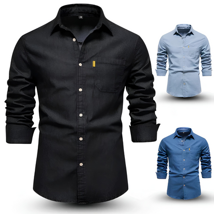 Noud | Heren Overhemd | Slim Fit Denim met Lange Mouwen