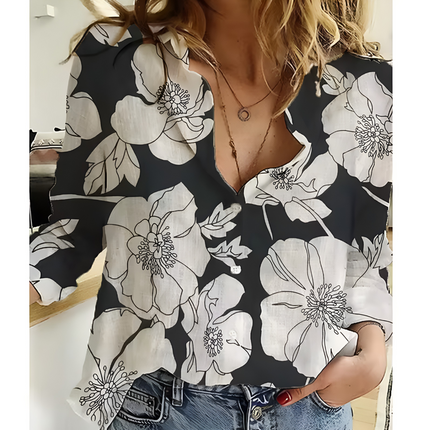 Evelina | Dames Blouse | Bloemenprint Langemouw Luchtig voor Zomer